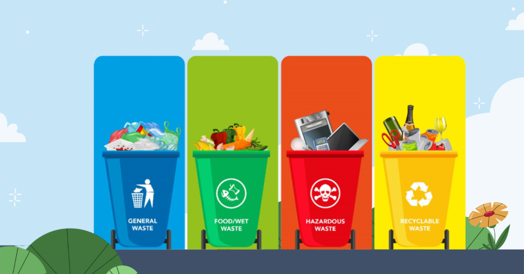 types of waste recycling bins